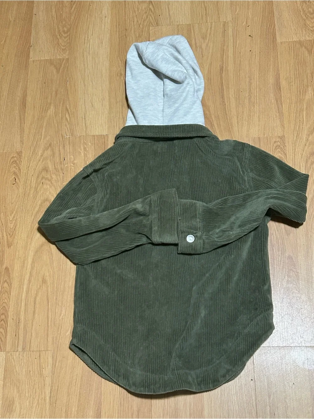 Falls Creek Boys Green Corduroy Jacket with Gray Hood
